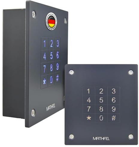 MATHFEL Elektronisches Türschloss mit Code aus Stahl, Unterputz - Ideal für Haustür, Garagentor & Nebeneingänge - Wetterfestes Codeschloss IP66, Normstahl Codetaster - Flexibel und Robust