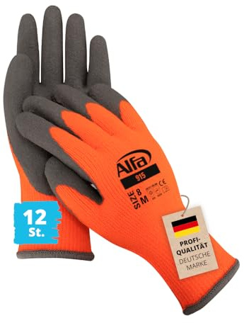 Alfa 12x Winter Grip Arbeitshandschuh Gr. 10/XL – Kälteschutz atmungsaktiv | Profi Qualität – Winter-Arbeitshandschuh mit Kälteschutz nach EN 511, flüssigkeitsdicht, atmungsaktiv und griffsicher.