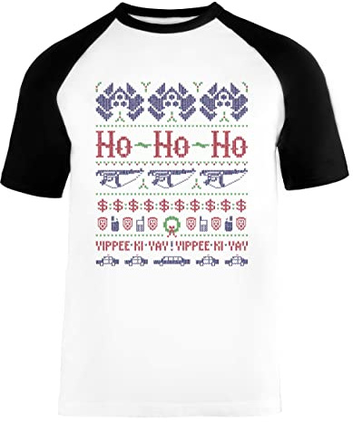 Vendax McClane Natale Maglione Unisex Maglietta da Baseball A Maniche Corte Uomo Donna Bianca Nera