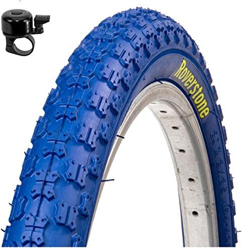 1 x Roverstone 20 Fahrradreifen Fahrradmantel blau 54-406 (20 x 2,125) inkl. Fahrradklingel