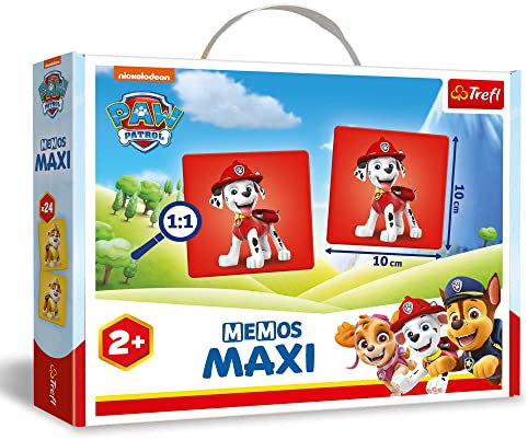 Trefl-Memos Maxi Paw Patrol, Pat Patrouille -Jeu de Mémoire Educatif pour Les Plus Jeunes, Trouver des Paires d'Images, Jeu avec des Personnages de Conte de Fées Paw Patrol