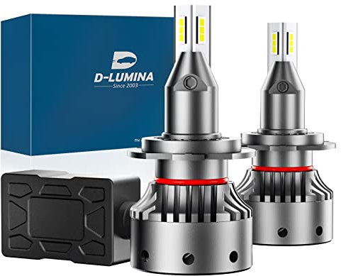 D-Lumina Lampadine H7 LED Lenticolari,120W 20000LM 6500K Bianco,Versione Specifica per Proiettore,Kit di Conversione Faro LED Estremamente Luminoso,Plug and Play,Interferenza Anti-Radio,2 pezzi