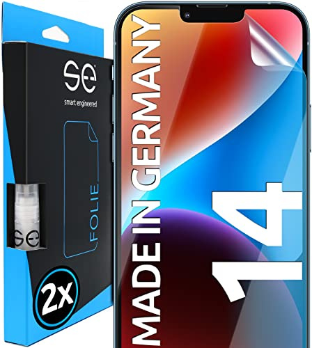 S.E für Apple iPhone 14 Schutzfolie - 2x Folien im SET aus Deutschland, iPhone 14 Folie TPU Technologie, kinderleichte Anwendung, blasenfrei, iPhone 14 Folie als Alternative für Schutzglas
