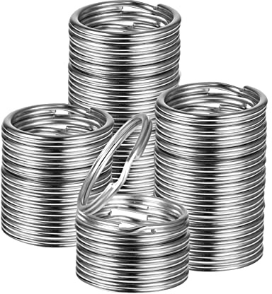 Porte-clés 25mm ,100 Pièces Porte-clés en Acier Inoxydable, Porte-clés Anneaux Fendus en Métal pour Porte-clés Artisanat, Voiture, Maison, Accessoires de Clés