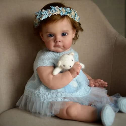 Lonian 24Inch Reborn Baby Puppen 60cm Realistische Reborn Kleinkind Mädchen Puppen Weiche Vinyl Silikon Real Life Handgemachte Reborn Babys Geburtstagsgeschenke Geeignet für Alter 3+ (Brown Eyes)
