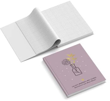Notizbuch personalisiert mit Wunschtext | Desing Vase mit Blumen | 201 x 297 mm | DIN A4 | Hardcover | 128-seitig | Papier 100 g/m² | kariert | Tagebuch | Reisetagebuch | Erinnerungen (Lila)