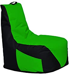 Momiralland Gaming Sitzsack - mit Lehne Sitzkissen - Beanbag - mit Reißverschluss - BodenKissen Sessel In- & Outdoor geeignet - Gaming mit PC Xbox & PlayStation (Schwarz - Grün, Sitzsack)