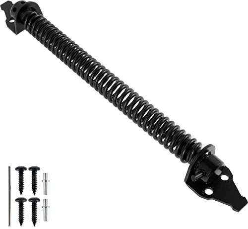 Beenle-Icey Gate Spring Closer 14inch Universal Gate Self Closing Spring Metal Black Fence Gate Spring Closure Rust-Proof Door Automatic Closer Heavy Duty for Wooden Garden Gate