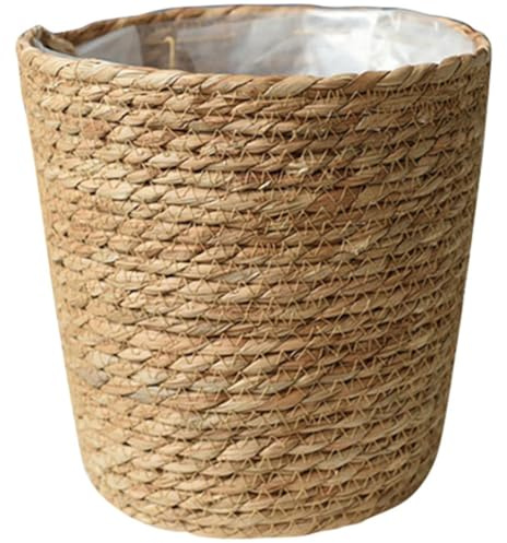 Gogogmee Panier Plante Osier SynthéTique Cache Pot Tissé Doublé Plastique pour IntéRieur ExtéRieur Balcon 8 7X5 9 Pouces Rangement Multifonction