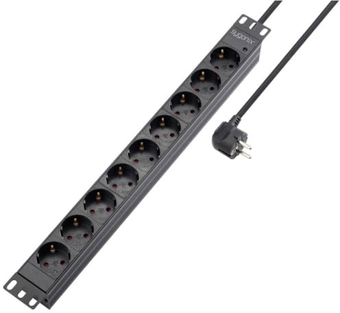 Sygonix SY-5799004 Förgreningsdosa 19 9x Svart Skyddskontakt 1 st