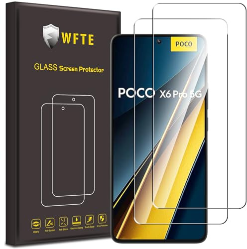 WFTE [2 Stück Schutzfolie für Xiaomi Poco X6 Pro 5G/Realme 14 5G Panzerglas Glasfolie 9H Härte, Anti-Kratzen, Anti-Bläschen Displayschutzfolien Panzer Schutz Glas für Xiaomi Poco X6 Pro