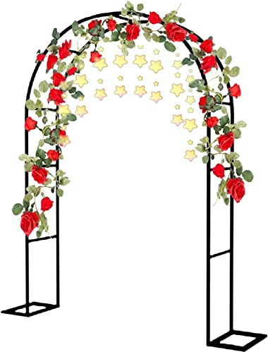 Rosenbogen, Garten-Torbogen Aus Metall, Pergola Rankhilfe Verzinkt Rost, Laubengang Rankgestell Mit Sockel Für Verschiedene Kletterpflanzen, Einfache Montage, 6 Größen,140x230x40CM