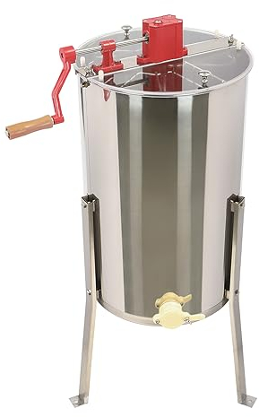 Honig Extraktor 3 Rahmen Honig Extraktor Manueller Bienen Extraktor mit Kurbel, Edelstahl Fass Bienenstöcke Honigwaben Spinner Maschine für Hobbyist Bienenhalter, Waben Trommel Spinner mit Deckel