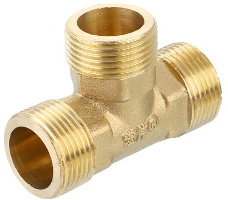 sourcing map Brass Tee Pipe Fitting, G3/4 x G3/4 x G3/4 3 Way T-Connector for Gas Transport Connect Pipelines, 1pcs