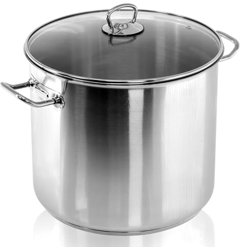 Großer Suppentopf Mit Deckel - Suppentopf Aus Edelstahl, 20 L Kochtopf Mit Deckel, Großer Tiefer Schmortopf, Küchenkochgeschirr, 3-lagiger Kochtopf Aus Antihaftbeschichtetem Aluminium(20 Litre)