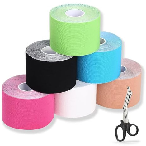 EUDUQ Kinesiologie Tape,6 Rollen Kinesiotapes,5m*5cm Physio Tape,Wasserfest Elastisch Sport Tape,Hautfreundliche Kinesio Tape für Knie Ellbogengelenke und Schulter（6 Farben）