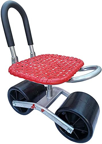 KHYTEBV Gartengeräte, Rollsitz für die Gartenarbeit, Gartenstuhl höhenverstellbar, Mobile Rückenlehne Gartensitz 360° drehbar, Gartenwagen Roll