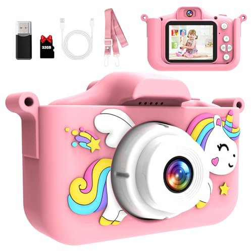 MYSTILUCK Appareil Photo Enfants, Caméra Numérique HD 1080P avec Écran 2,0 & Carte 32 Go, Jouet Appareil Photo pour Garçons & Filles, Enfants 3-12 Ans Noël & Anniversaire