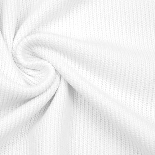 STOFFKONTOR Baumwoll Strickstoff Stoff - Meterware, Farbe Weiss - Öko-Tex Standard 100 - zum Nähen von Pullis, Kleidern UVM.