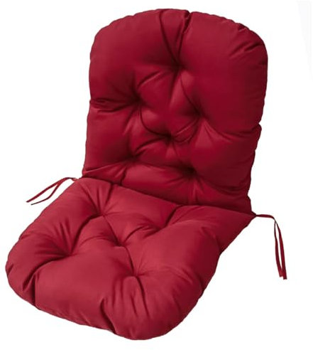 Cuscino impermeabile per sedia a dondolo da esterno con laccetti in rattan, con schienale alto, cuscini per sedie in rosso vino, per mobili da esterno