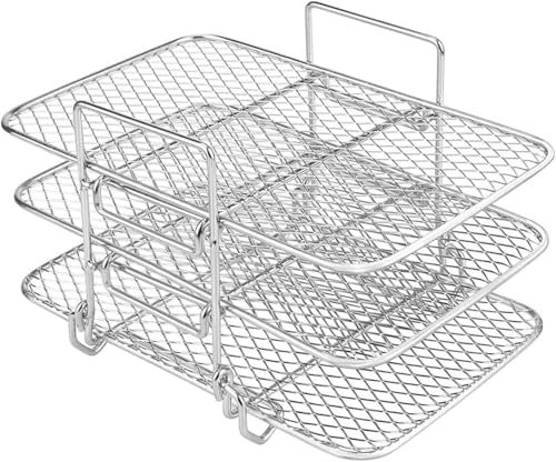 Air Fryer Rack,3 Layers 304 Stainless Steel Rack Air Fryer Accessories Air Fryer Shelf Compatible with Most Air Fryer Microwave Ovens