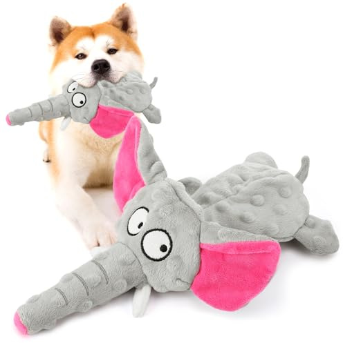 Partideal Hundespielzeug aus Plüsch für kleine Hunde, quietschendes Hundespielzeug, weiches Welpenspielzeug für Welpen, kleine, mittlere Hunde, 30cm,Grau