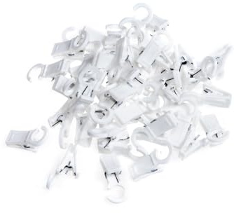 Gardinenhaken für Ringe Weiß 50 Stück 10mm Durchmesser - Praktisch Vorhanghaken für Vorhänge - Haken für Gardinenstange - Gardinen Klammern - Vorhang Clips - Gardinen Clips