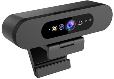 MOERTEK Webcam HD 2K avec reconnaissance faciale Windows Hello - Caméra d'ordinateur avec micro, cache de confidentialité, webcam pour ordinateur portable pour vidéoconférence, en direct, streaming