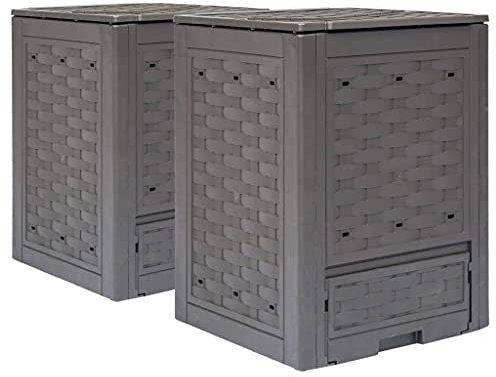 Home & Garden-Garden Composter 2 pz marrone 60x60x83 cm 600 L plastica rattan - scelta