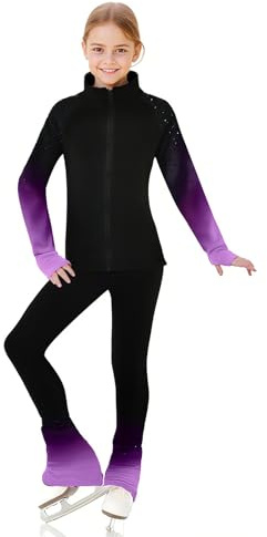 LIUHUO Eiskunstlauf-Trainingshose, Jacken, Mädchen, Fleece, glänzende Farben, Diamanten, bequem, warm
