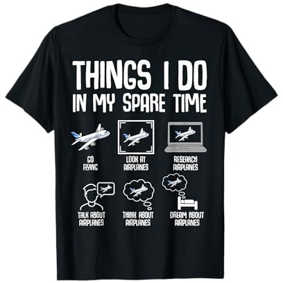 Airplane Things I Do In My Spare Time Plane Pilot Kids Men T-Shirt