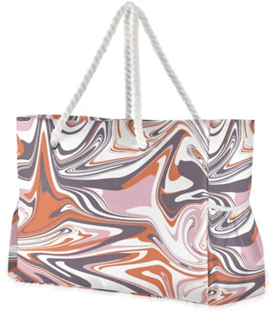 LI ZHI XIN Sac fourre-tout de plage pour femme, sac de voyage pour grandes vacances en famille, sac tendance imperméable avec poignées zippées, motif graffiti artistique, gris, blanc, rouge