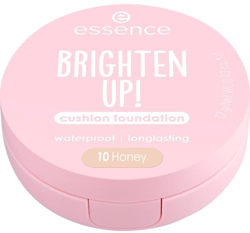 essence BRIGHTEN UP! cushion foundation, Nr. 10, Nude, langanhaltend, aufhellend, natürlich, vegan, ölfrei, wasserfest, ohne Parabene, 1er Pack (12g)
