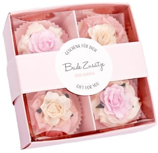 BadeFee Geschenkset: 4 handgemachte Badepralinen – Pflege & Duft für sinnliche Verwöhnmomente (Cherry Blossom)