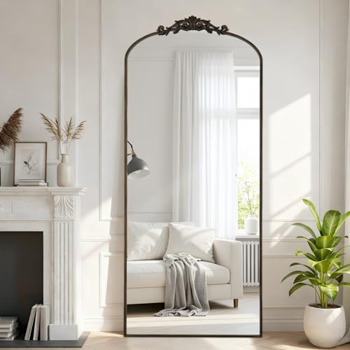 Reflix Vintage Standspiegel in voller Länge, 76 x 180 cm, freistehend, groß, gewölbter Bodenspiegel, Körperspiegel für Heimdekoration, Wandbehang, Vintage-Akzentspiegel, Bronze