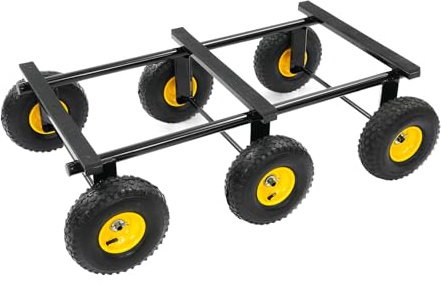 All-Terrain Dolly, 1200 lbs Capacity, Heavy Duty All-Terrain Mover with 6 10‘’ Rubber Wheels, Utility Dolly for Furniture, Appliances, Equipment Transport, Moving Cars (Black, 40'' x 22'')