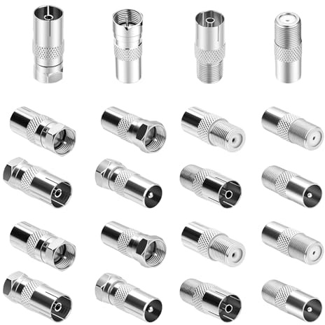 20 StückTV Antennenstecker Koaxialkabel Verbinder, Sat Kabel Verbinder, TV Luftadapter F männliche/weibliche TV Koaxial Stecker Kit, F Stecker Verbinders für Satellitenkabel Antennenkabel Adapters