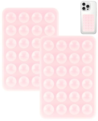 Lot de 2 Ventouse Téléphone Portable en Silicone Rose, Support Mobile Ventouse antidérapant, Ventouse pour Téléphone, Accessoires Mobile Portable, Coque Ventouse adhésive pour Selfies & Vidéos