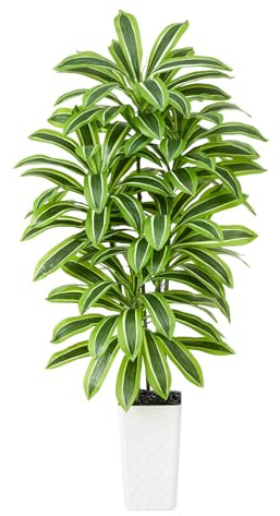 Artificial Dracaena Tree 5FT, Tropical Fake Plants with Tall White Planter | Large Artificial Yucca Plants, Fake Floor Trees in Pot for Indoor Outdoor Home Living Room Office Balcony Modern Decor