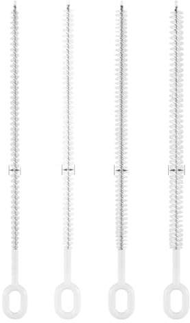 Daleweo Bürste für Strohhalme, 4-teiliges Set mit Verlängerungsstange & Rostfreien Bürstenköpfen (6/8/10/12 mm), Für Effiziente Reinigung von Edelstahl, Glas & Silikon Trinkhalmen
