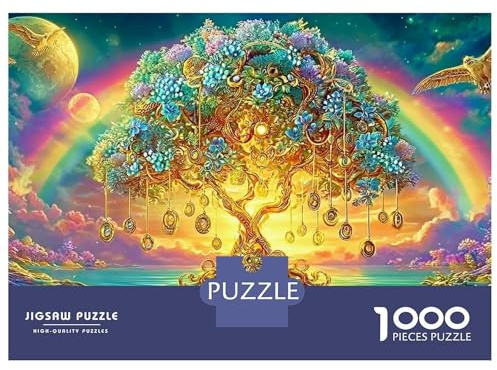 Fantasy Tree 1000 Piece Extra-Thick Cardboard Money Tree of Life Puzzle Kids Cognitive Concentration Training Housewarming Gift for Family 52x38cm/1000pcs