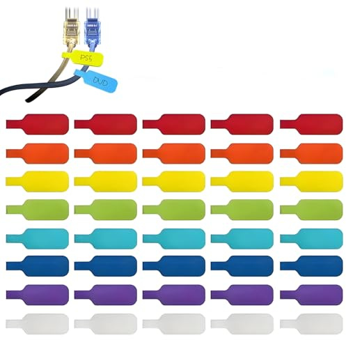 VEGCOO 40 PCS Etiqueta Cable Eléctrico, Etiquetas para Cables, Multicolores Etiquetas Registrables, para Organizar e Identificar Cables