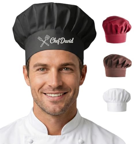 Zopmopae Chapeau de Chef personnalisé pour Hommes et Femmes, Chapeaux de Chef personnalisés avec nom, Chapeau de Cuisson pour Cuisson, Barbecue, Cuisine, Utilisation
