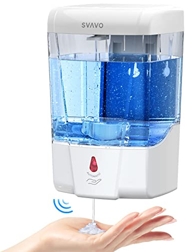 SVAVO Automatic Soap Dispenser Touchless, 21oz/600ml Soap Dispenser Wall Mount, Liquid Soap Dispensers for Hand Soap Refill, Bathroom, Kitchen, Household, Commercial Place, ABS Plastic White