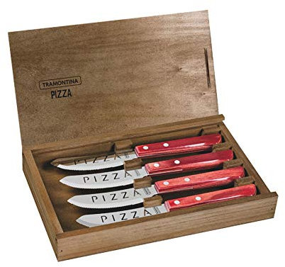 PIZZA, set di coltelli per pizza, 4 pezzi, rosso