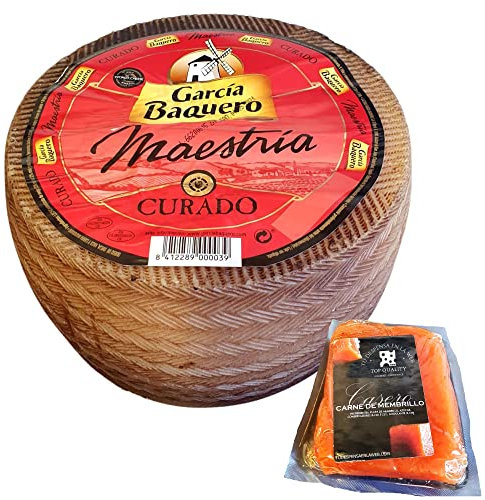 Queso García Baquero Maestría - Queso Curado Madurado Graso - Peso Aproximado 3 Kg - Elaborado con leche pasteurizada - Queso Curado con Membrillo TDW (1 Queso Completo con Membrillo)
