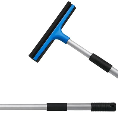 Marco Paul Telescopic Window Squeegee Cleaner – Extendable Aluminium Window Wiper with Sponge & Rubber Blade – Adjustable 45–75cm Soft Grip Handle for Indoor & Outdoor Window Cleaning