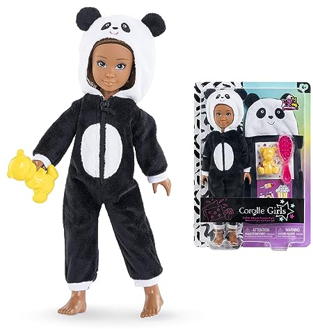 Corolle 9000600200 - Modedocka Melody Pyjamas Party Set - Modedockan Melody Klädd i Pyjamas med Pandatryck och Fler Tillbehör, 28 cm, Från 4 år
