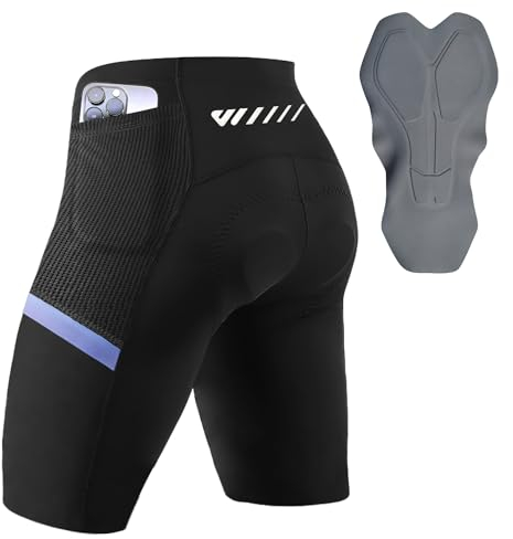 Lo.gas Radlerhose Herren gepolstert, Radhose für Männer Gel gepolstert mit Taschen, Road Shorts atmungsaktiv Quick-Dry,Schwarz,M