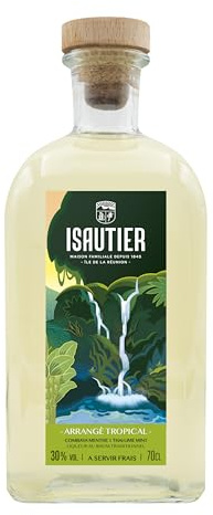 ISAUTIER Tropical Combava Menthe - Punch au Rhum - 30% Alcool - Origine : Réunion - Rhum arrangé à déguster en digéstif ou apéritif - Intrédients locaux - 70 cl